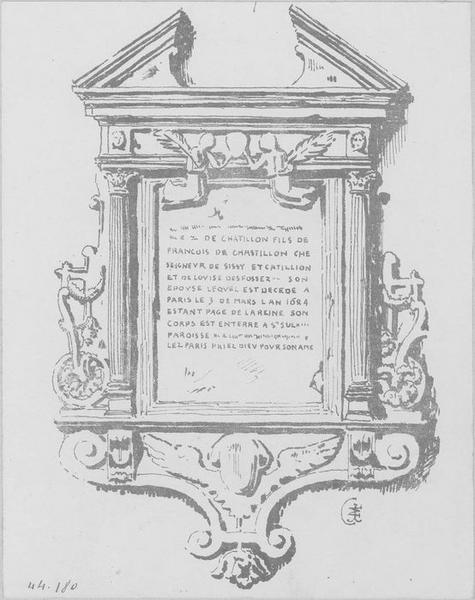 plaque funéraire de Charles de Chatillon, page de la reine, vue générale - © Ministère de la Culture (France), Médiathèque du patrimoine et de la photographie (objets mobiliers), tous droits réservés