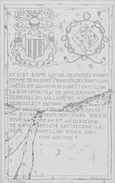 dalle funéraire de Louise Desfossey, vue générale - © Ministère de la Culture (France), Médiathèque du patrimoine et de la photographie (objets mobiliers), tous droits réservés