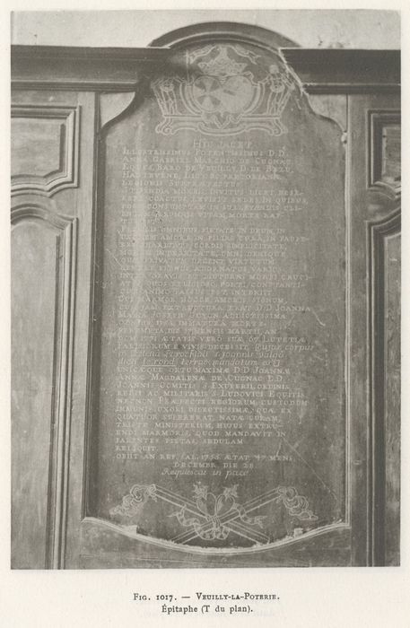 Dalle funéraire de Pierre de Cugnac, baron de Veuilly et de Marie-Anne de Vassan, son épouse