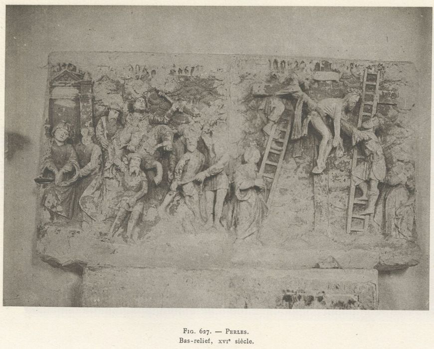 Bas-relief : le Portement de croix, la Descente de Croix