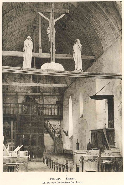 groupe sculpté (poutre de gloire) : Christ en croix, Vierge, saint Jean