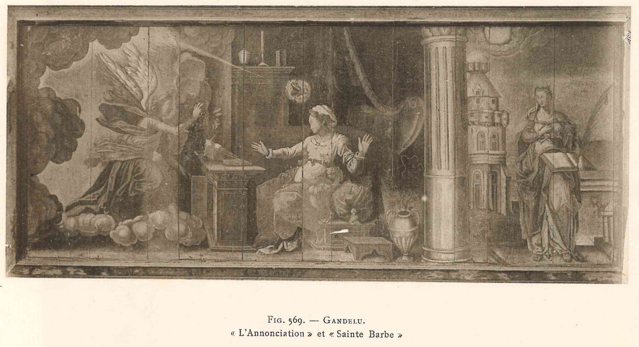 Tableau : l'Annonciation, sainte Barbe