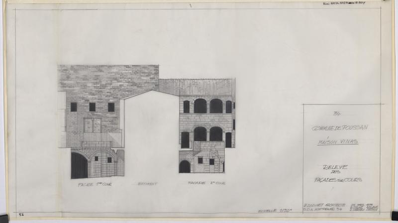 Relevé des façades sur cour.