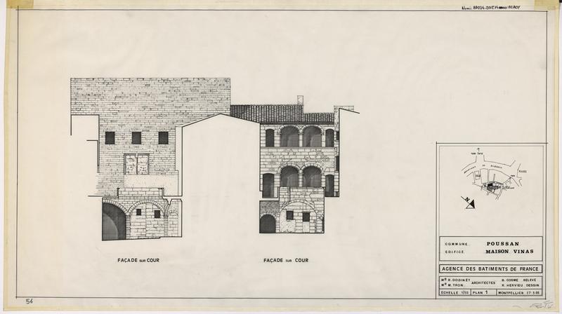 Façades sur cour. plan n°1.