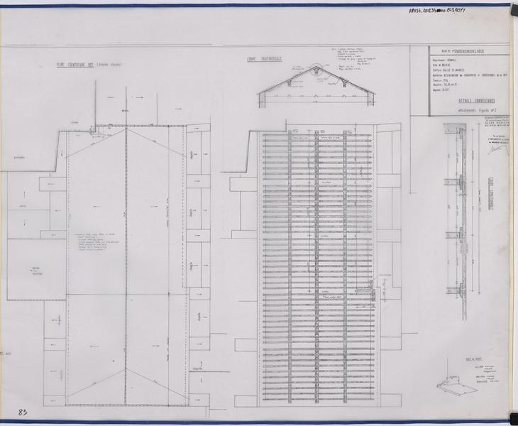 Opération restauration des charpentes et couvertures de la nef, détail couvertures, attachement figuré n°2.