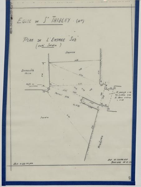 Plan de l'entrée sud (côté jardin).