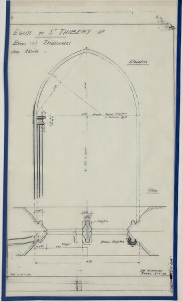 Élévation baies débouchées dans l'abside, plan.