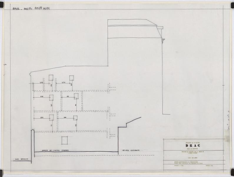 Dessin création de fenêtres sur le jardin de l'hôtel d'Assas.