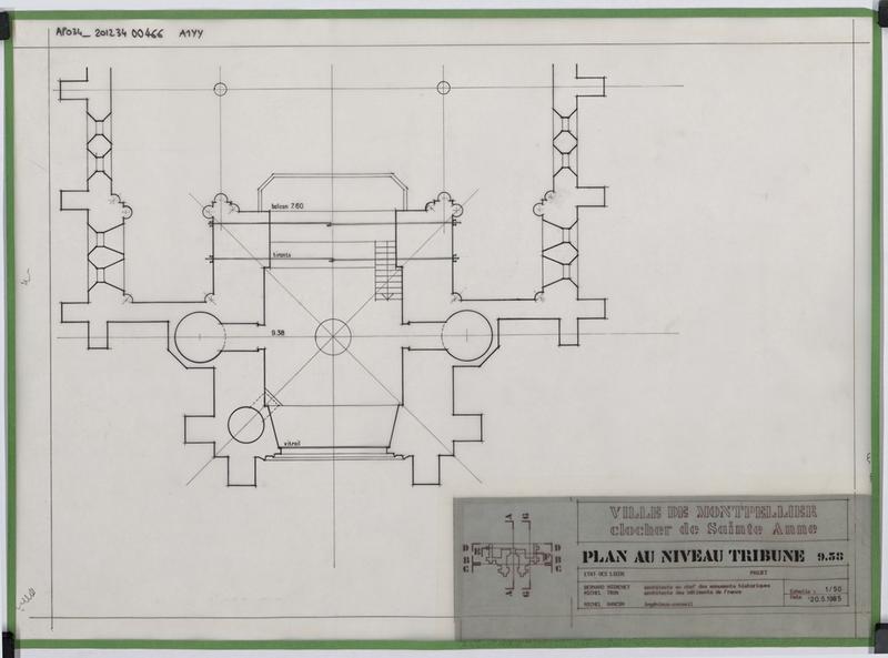 Plan du clocher au niveau tribune.