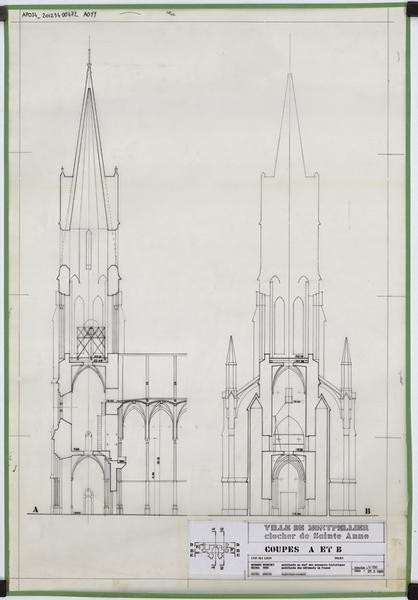 Coupes A et B du clocher.
