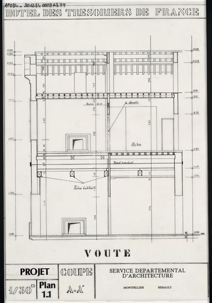 Coupe AA', projet d'une voûte.