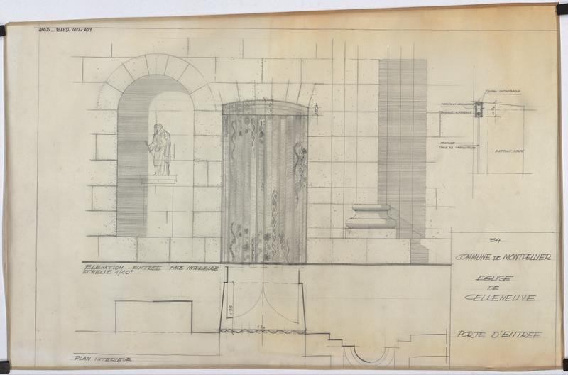 Plan, élévation porte d'entrée.