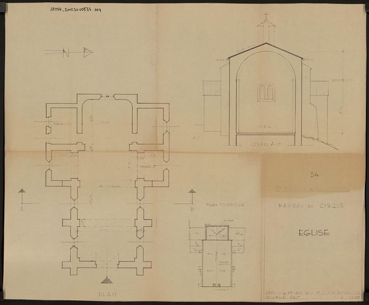 Plan couverture et coupe AB.