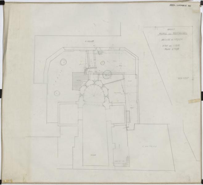 Abside de l'église. Etat des lieux plan étage.