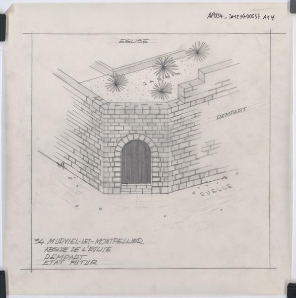 Abside de l'église : remparts, état futur.