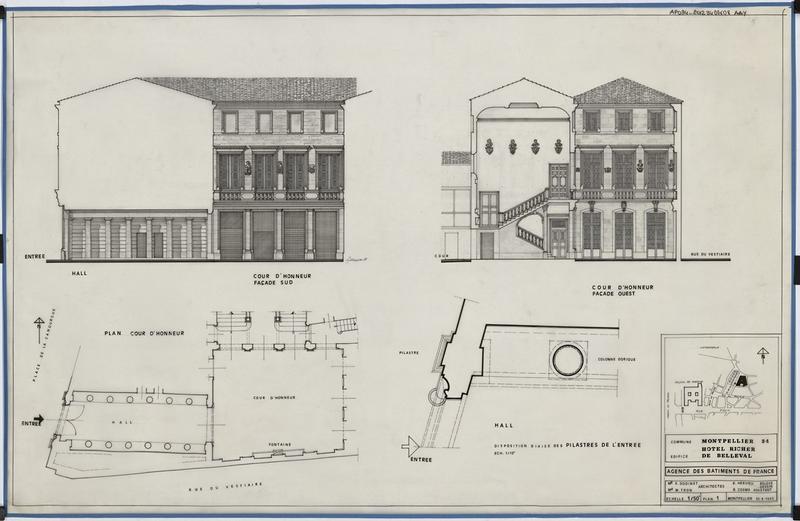 Cours d'honneur Plan et Façade.