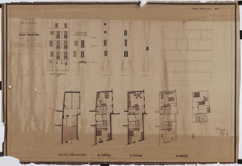 Secteur sauvegardé. Relevé Immeubles Types, Etat proposé, Plans Façades Coupes, 1 rue Triperie Vieille.