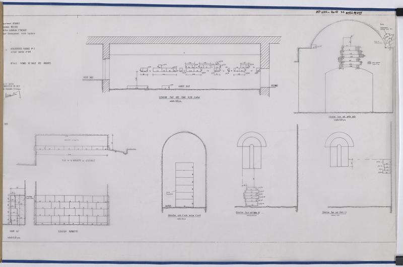 Aménagement du musée lapidaire, détail des pierres de taille des Brégines, attachement figuré n°2.