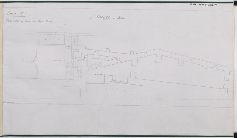 Aménagement du musée lapidaire, plan :étude n°2, porte d'accès au jardin sous la fenêtre du Prud'homme.