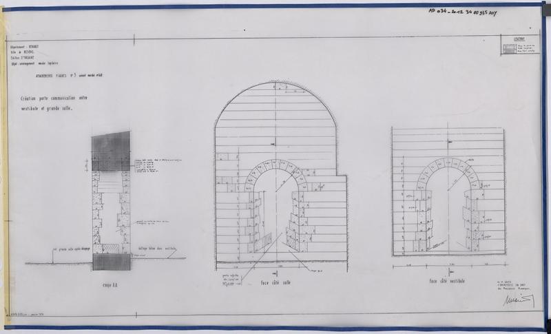 Aménagement du musée lapidaire, création d'une porte communication entre le vestibule et la grande salle. Attachement figuré n°5.