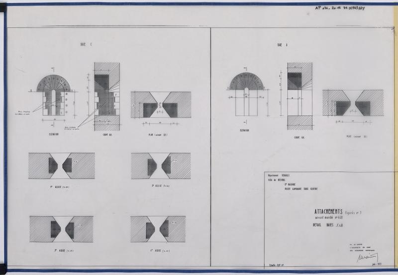 Aménagement du musée lapidaire, détail des baies C et A, attachement figuré n°3.