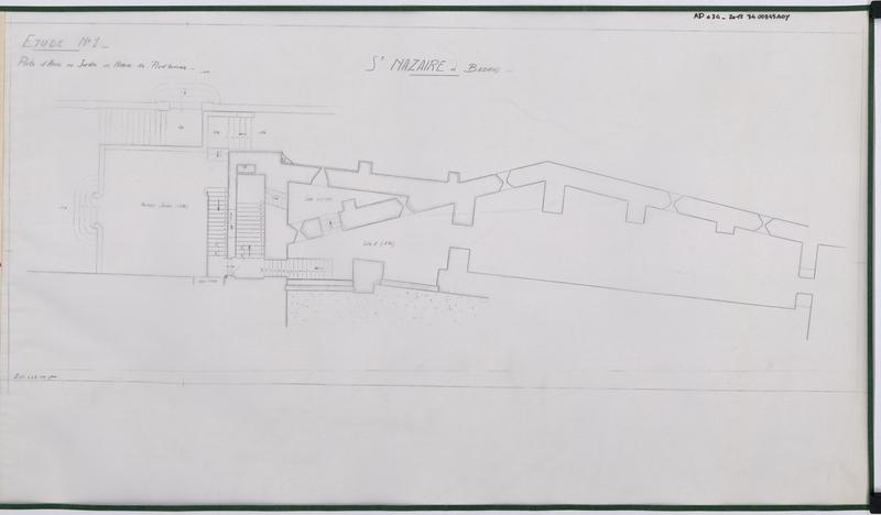 Aménagement du musée lapidaire, étude n°1, porte d accès au jardin au niveau du prud'homme.