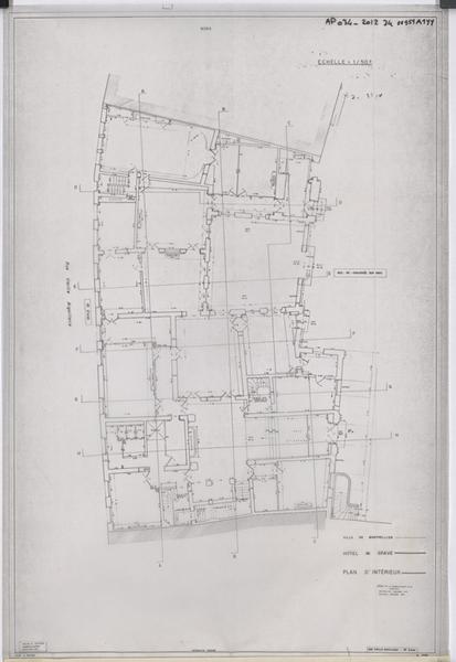 Plan d'intérieur, 1er étage, rue Vieille Aiguillerie, réduction de plan initialement au 1/50e.