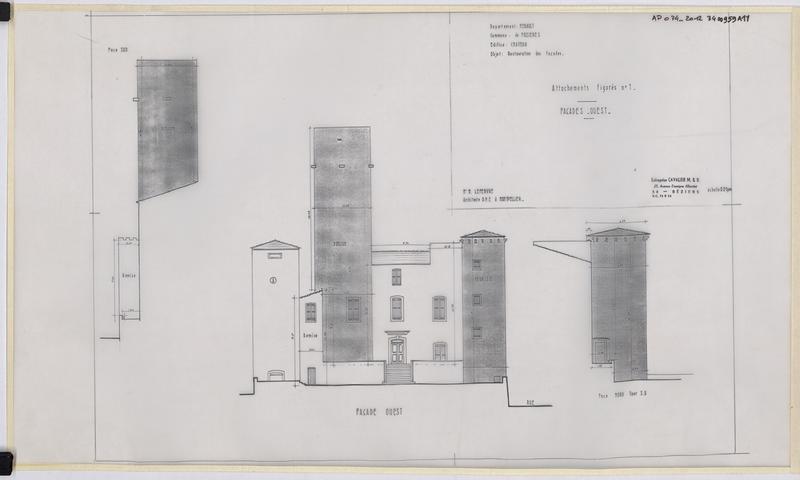 Restauration des façades : façades sud, ouest et nord, attachement figuré n°1.