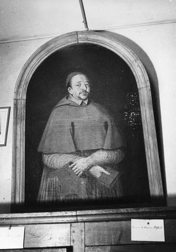 tableau :Portrait du Cardinal de Berulle, huile sur toile, 17e siècle, avant restauration