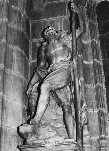 statue : saint Christophe portant le Christ sur ses épaules, marbre, 16e siècle