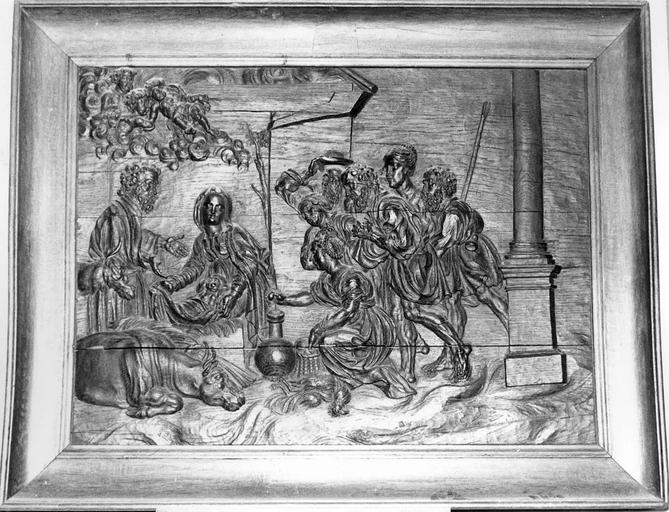 bas-relief : L'Adoration des bergers, bois, 17e siècle