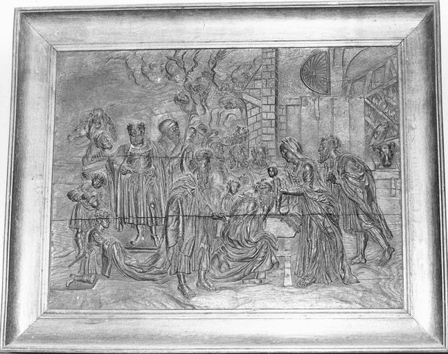 bas-relief : L'Adoration des mages, bois, 17e siècle