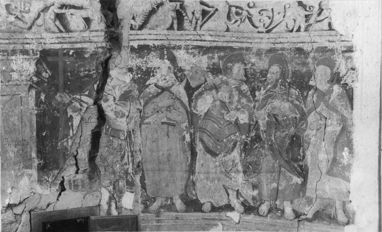 peinture monumentale fragmentaire représentant des saints personnages, transposée sur toile fin 15e siècle, détail de la partie gauche - © Ministère de la Culture (France), Médiathèque du patrimoine et de la photographie (objets mobiliers), tous droits réservés