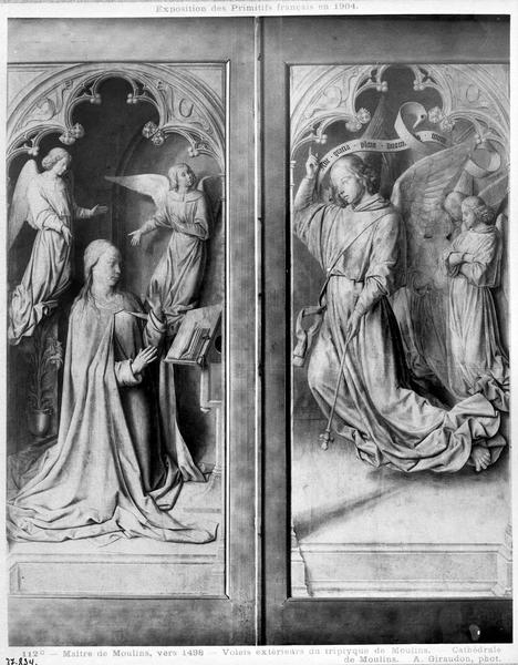 tableau (triptyque) dit du maître de Moulins, volets extérieurs : Annonciation (l'), vue générale