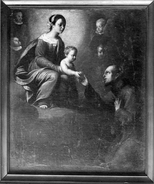 tableau : saint François-d'Assise recevant une pomme des mains de l'Enfant Jésus, vue générale