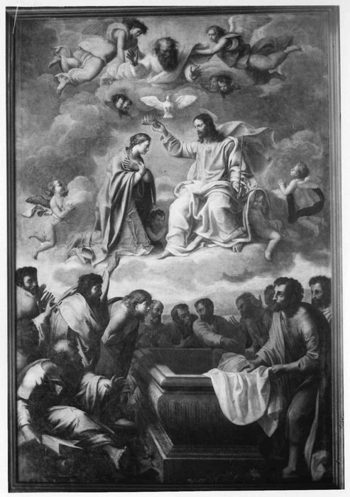 tableau : Vierge sortie du tombeau et couronnée par le Christ (la)