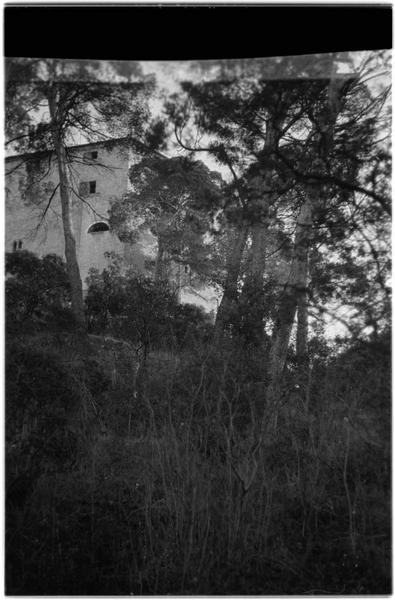 Façade partiellement cachée par des arbres