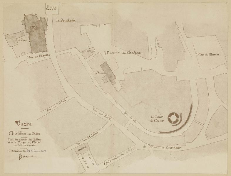 Plan des abords du château et de la tour de César