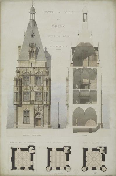 Elévation et coupe de la façade principale