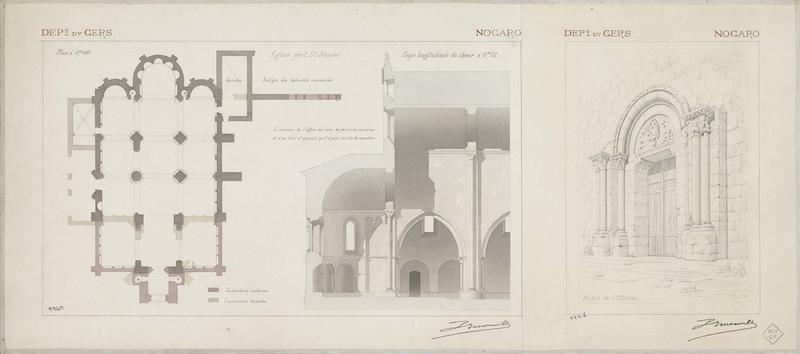 Plan avec indication des constructions modernes