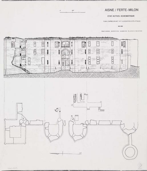 État actuel schématique. Plan et élévation côté attaque