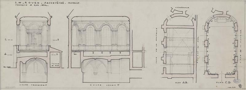 Grande Chapelle : coupe, croquis