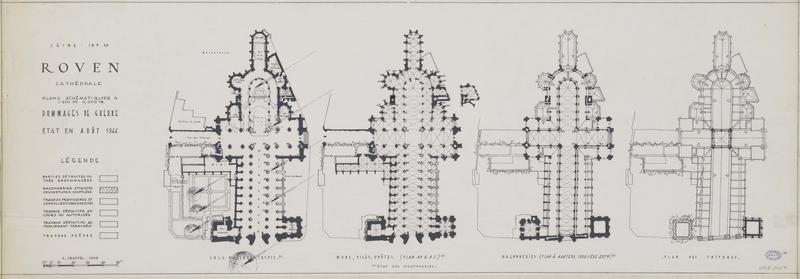 Plan de la cathédrale à quatre niveaux différents