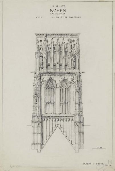 Élévation extérieure, face est de la tour lanterne