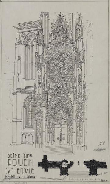 Vue perspective et plan du portail de la Calende