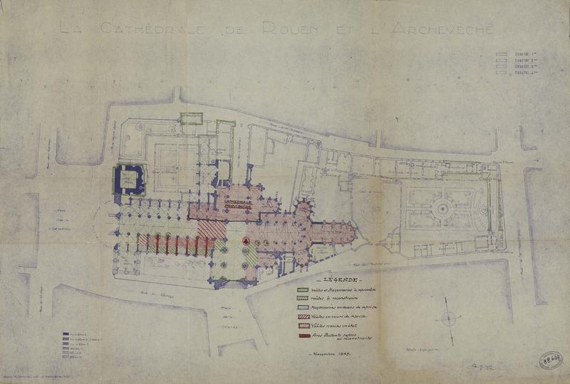 Plan de la cathédrale avec indication de l'état des travaux