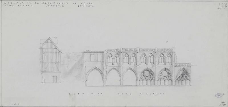 Élévation de la façade ouest de la cour de l'Albane