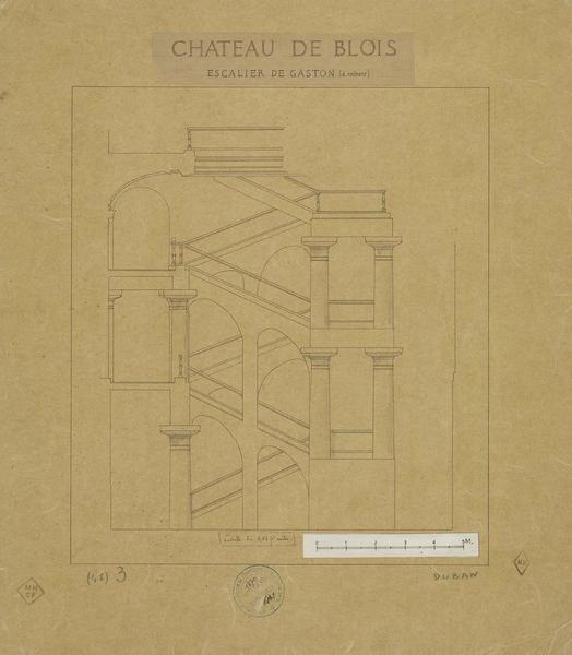 Coupe sur l'escalier de Gaston d'Orléans