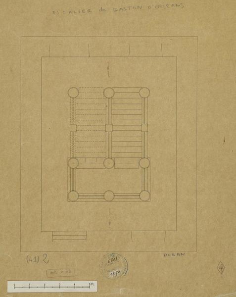 Plan de l'escalier de Gaston d'Orléans