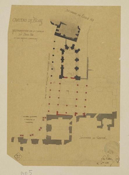 Plan de restauration de la chapelle de Louis XII et des parties contiguës